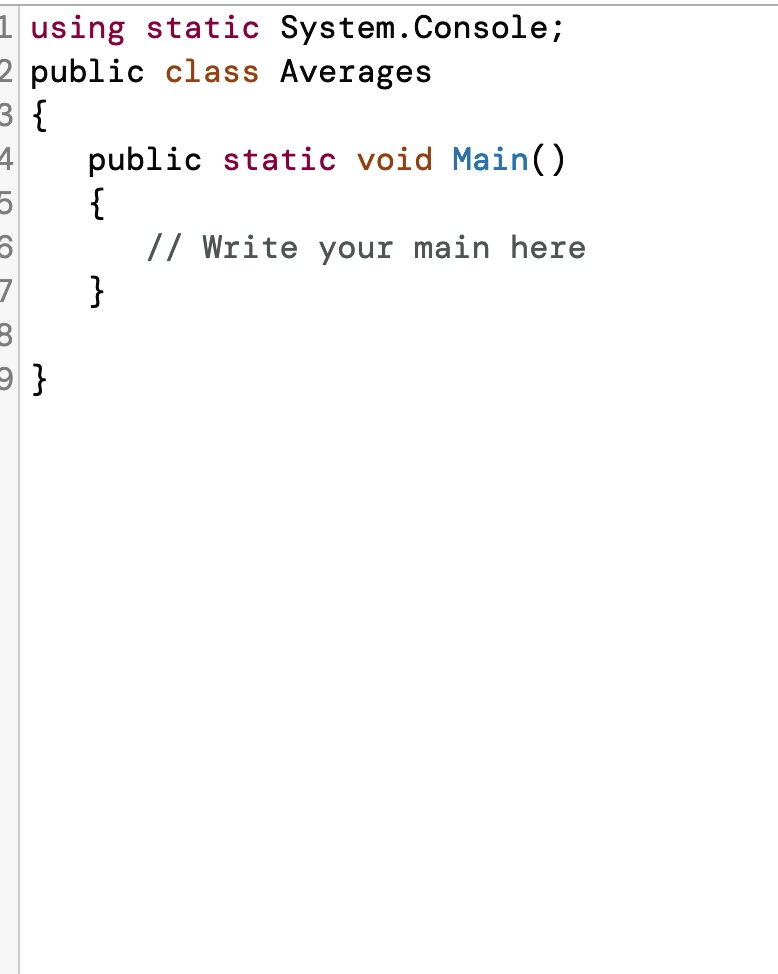 SOLVED: Write a program named Averages that includes a method named ...
