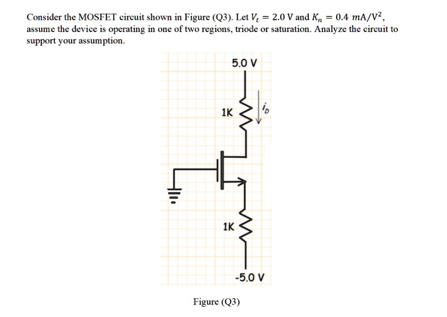 SOLVED: Consider the MOSFET circuit shown in Figure (Q3). Let V, = 2.0 ...