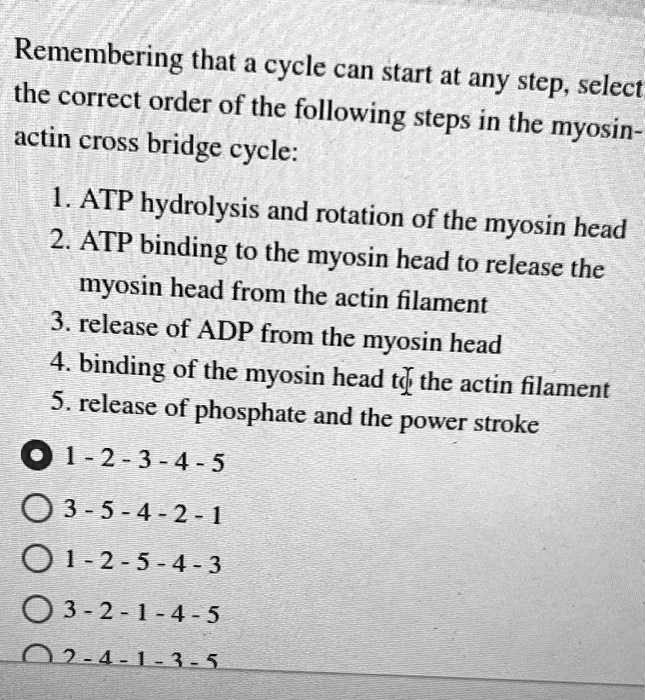 Remembering that a cycle can start at any step, select the correct ...
