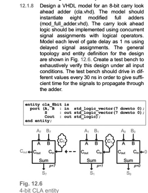 12.1.8 Design a VHDL model for an 8-bit carry look ahead adder (cla.vhd ...