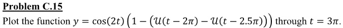 problem c 15 plot the function y cos2t ut 2n ut 25n through t 31 74917