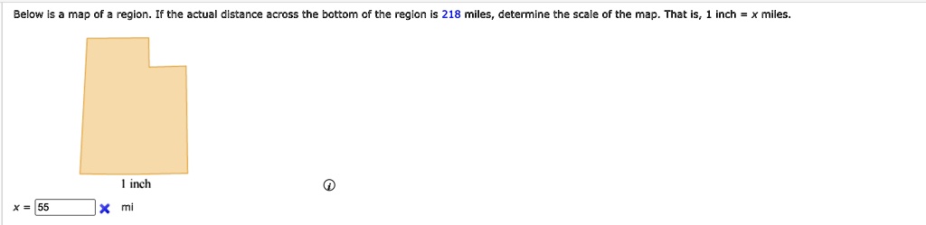 Below is a map of a region. If the actual distance across the bottom of ...