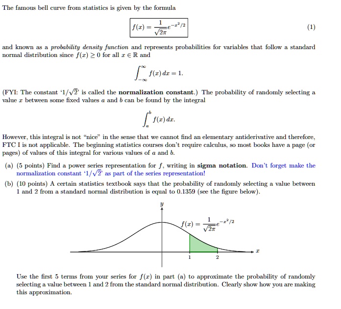 The Famous Bell Curve From Statistics Is Given By The… - SolvedLib