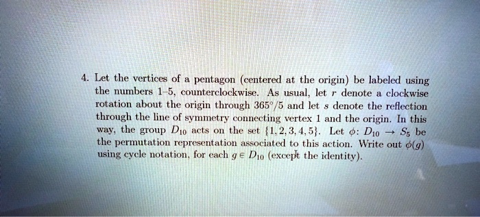 let the vertices of pentagon centered at the origin be labeled using ...
