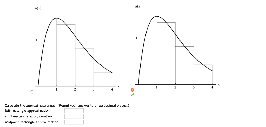 calculate the approximate areas round your answer to three decimal places left rectangle approximation right rectangle approximation midpoint rectangle approximation 56077