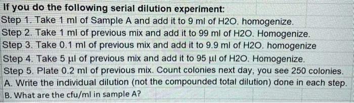 Solved If You Do The Following Serial Dilution Experiment Step 1