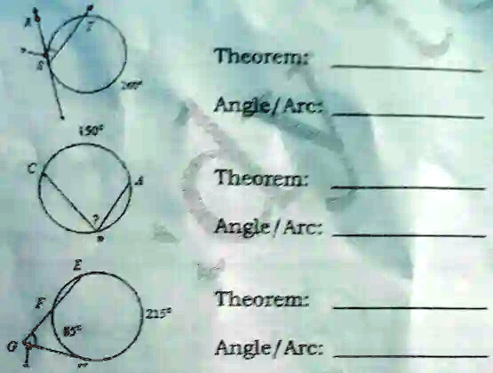 G
150
C
F
?
Theorem:
Angle/Arc:
A
Theorem:
Angle/Arc:
215
Theorem:
Angle/Arc: