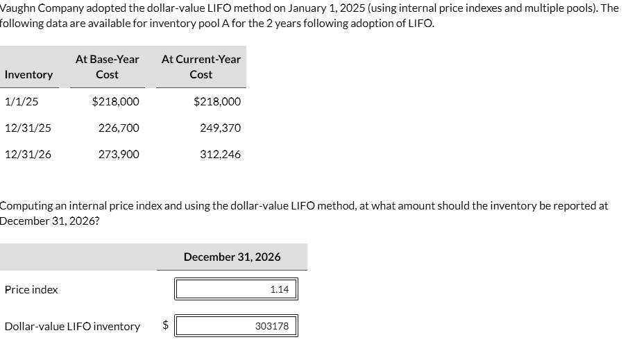 Lifo Inventory Valuation Method SOLVED: Computing an internal price index and using the dollar-value ...