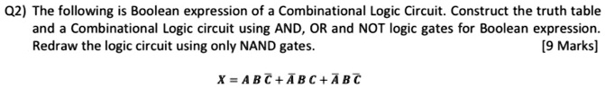 SOLVED: 02) The following is Boolean expression of Combinational Logic ...