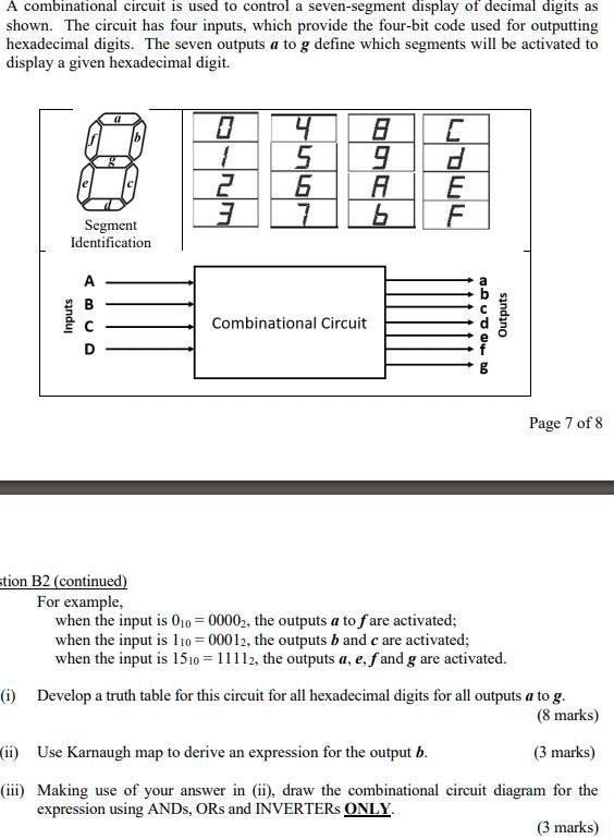 SOLVED: A combinational circuit is used to control a seven-segment ...