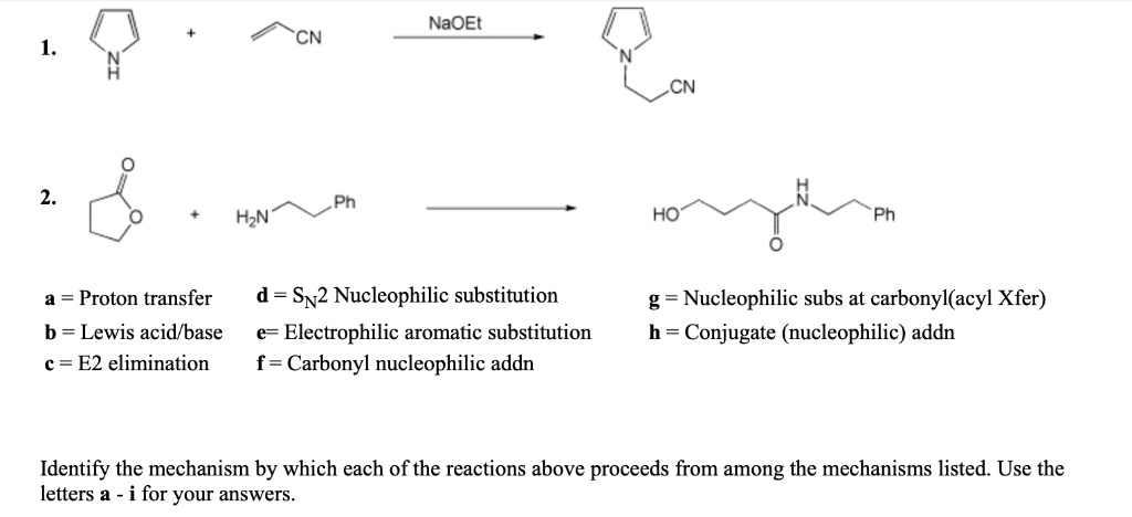 SOLVED: NaOEt CN CN Pn HzN: HO Ph 4 = Proton Transfer D = SN2 ...