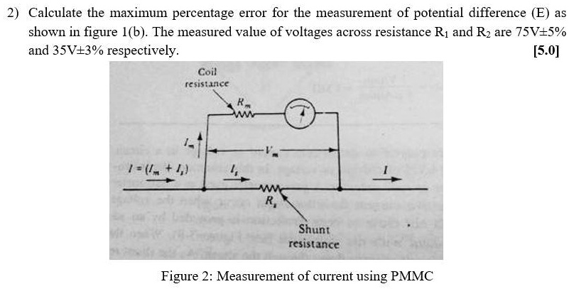 2) Calculate the maximum percentage error for the measurement of ...