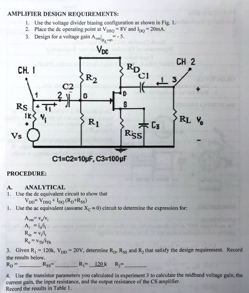 Solved Amplifier Design Requirements Use The Voltage Divider Biasing Configuration As Shown In 5279