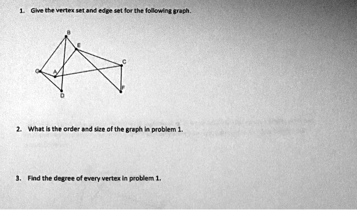 SOLVED: Give the vertex set and edge set for the followlng graph . What ...