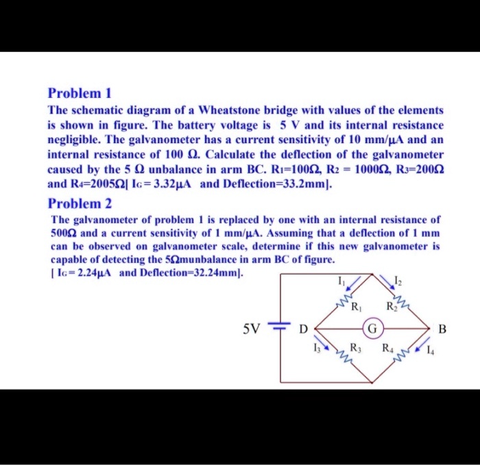 Problem 1: The Schematic Diagram Of A Wheatstone Bridge With Values Of ...