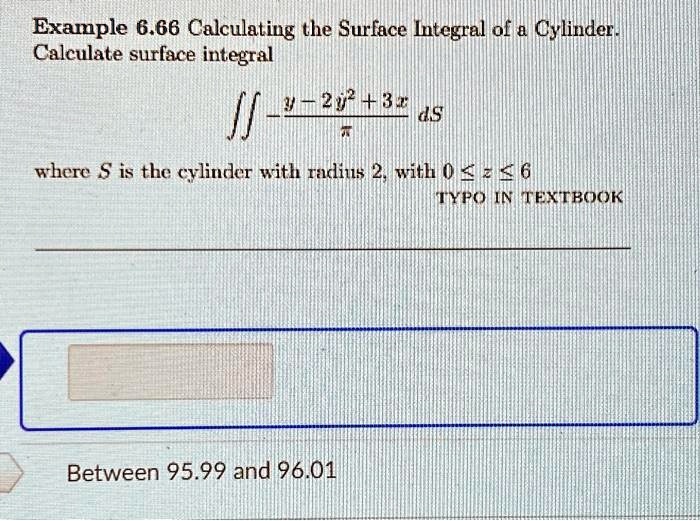 SOLVED: Example 6.66: Calculating the Surface Integral of a Cylinder ...