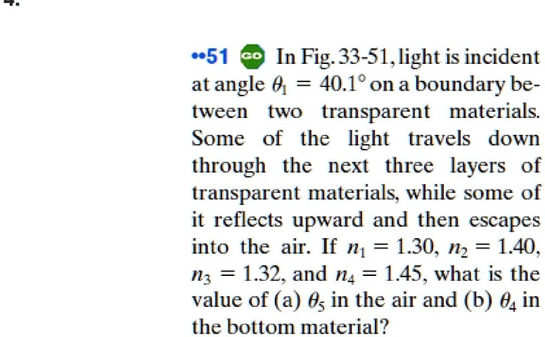 SOLVED: 51 In Fig. 33-51, light is incident at angle Î¸ = 40.18Â° on a ...