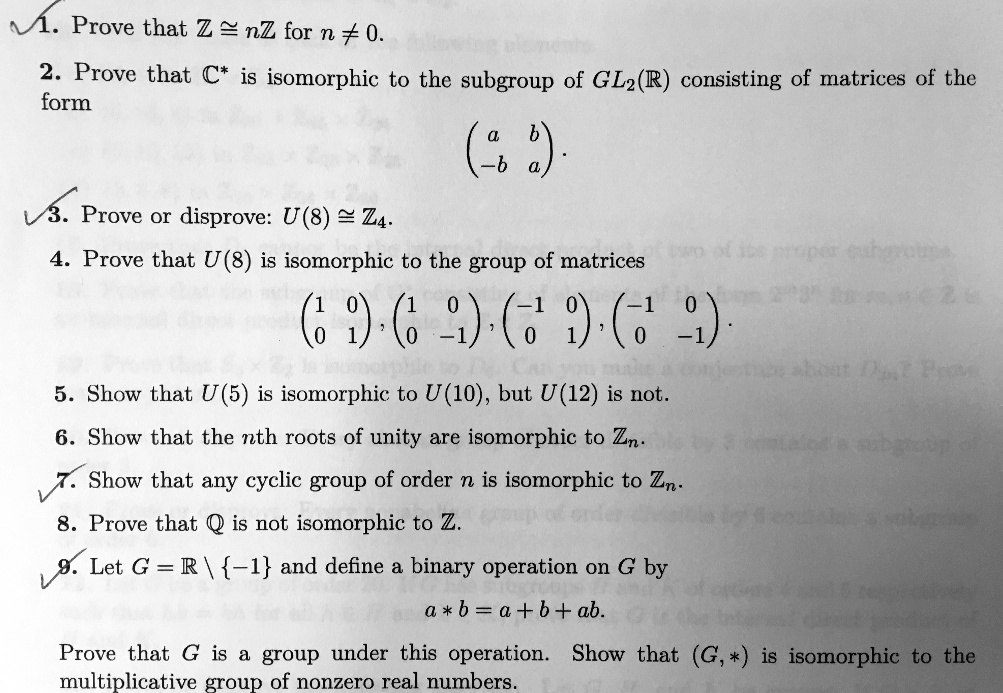 1 prove that z nz for n 0 2 prove that c is isomorphic to the