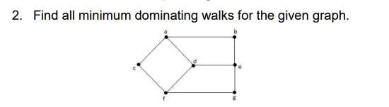 Find all minimum dominating walks for the given graph.