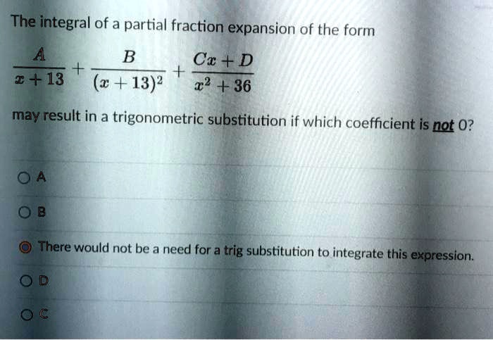 The integral of a partial fraction expansion of the form A B Cr + D + I ...