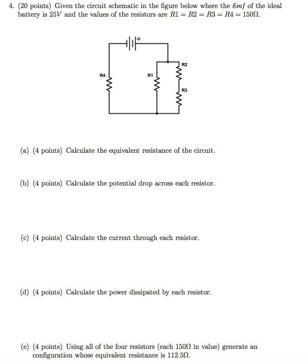 SOLVED: Given the circuit schematic in the figure below where the EMF ...