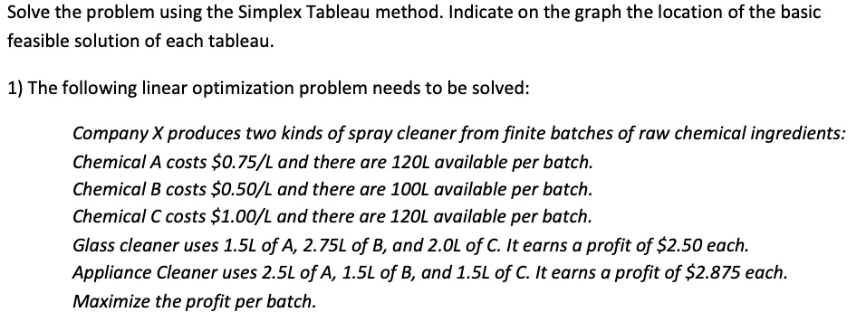 SOLVED: Solve the problem using the Simplex Tableau method. Indicate on ...