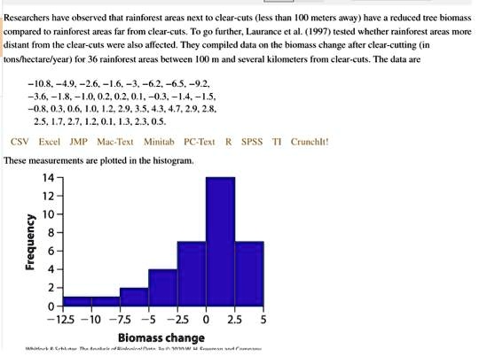 SOLVED: Please help test whether there is a change in biomass of ...