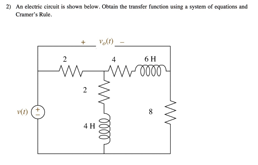 SOLVED: 2) An electric circuit is shown below. Obtain the transfer ...