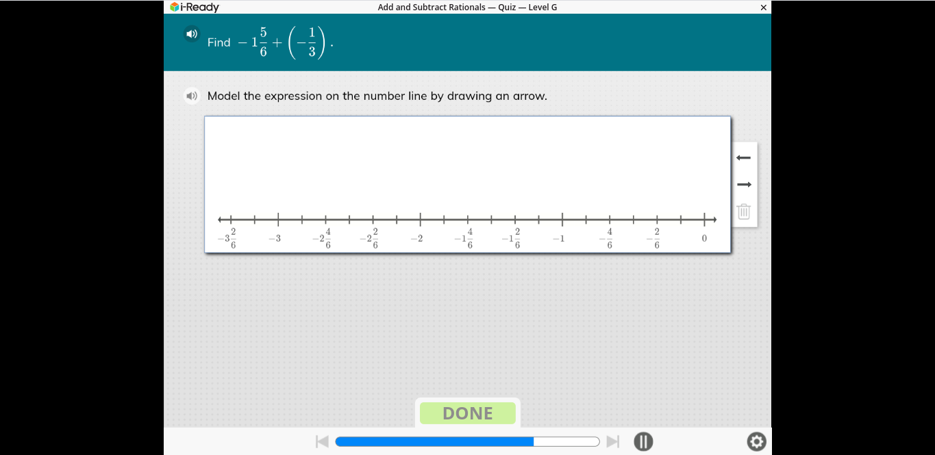 i-Ready Add and Subtract Rationals - Quiz - Level G (1)) Find -1 (5)/(6 ...