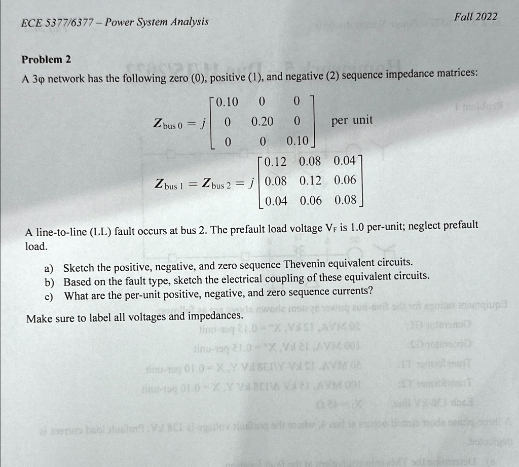 SOLVED: ECE 5377/6377 - Power System Analysis Fall 2022 Problem 2 A 3 ...