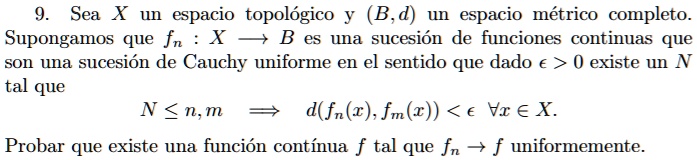 Sea Un Espacio Topologico Y (B,d) Un Espacio Metrico… - SolvedLib