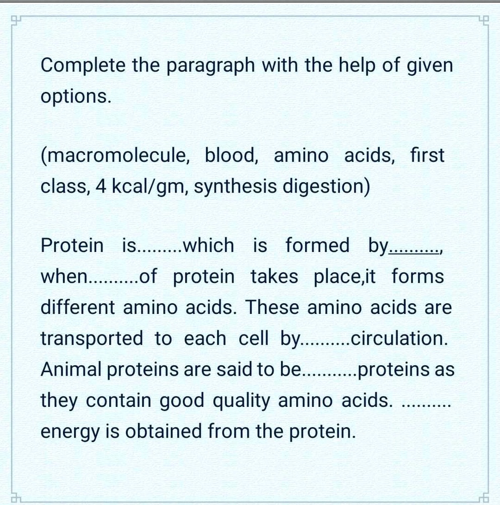 SOLVED Protein is a macromolecule which is formed by synthesis