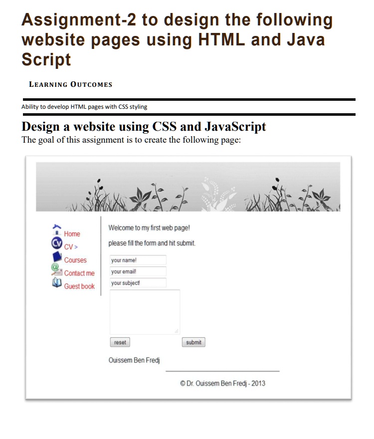 Texts: Assignment-2 to design the following website pages using HTML ...