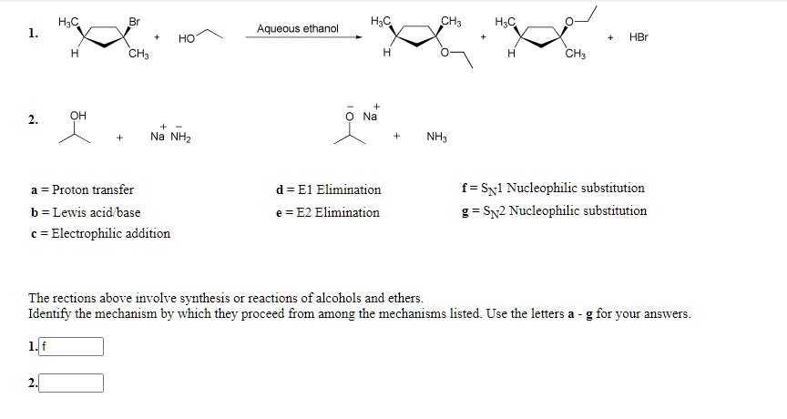 SOLVED: H;C H;C CH; Aquecus Othanol HO- HBr CH3 CHz Na NHz NH; Proton ...