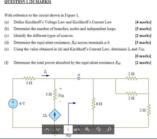 QUESTION 1 [20 MARKS] With reference to the circuit shown in...