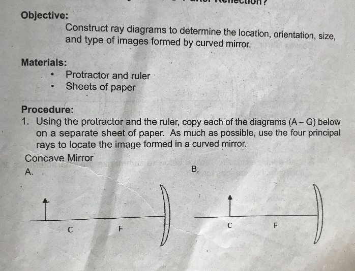 SOLVED Objective Construct ray diagrams to determine the location, orientation, size, and type