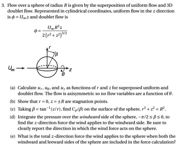 SOLVED: Flow over a sphere of radius R is given by the superposition of ...