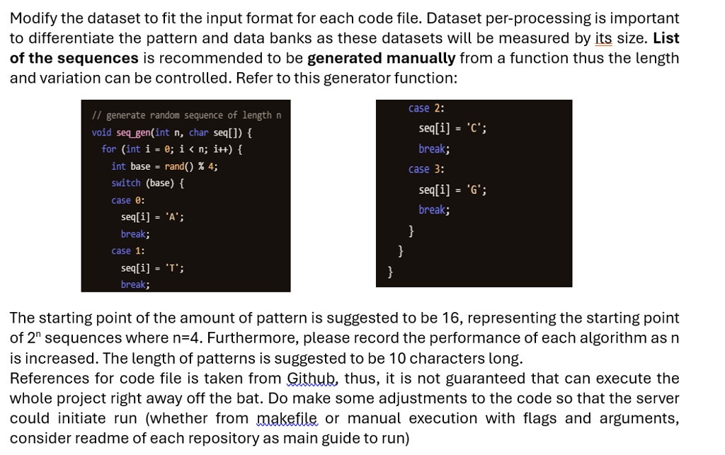 Modify the dataset to fit the input format for each code file. Dataset ...