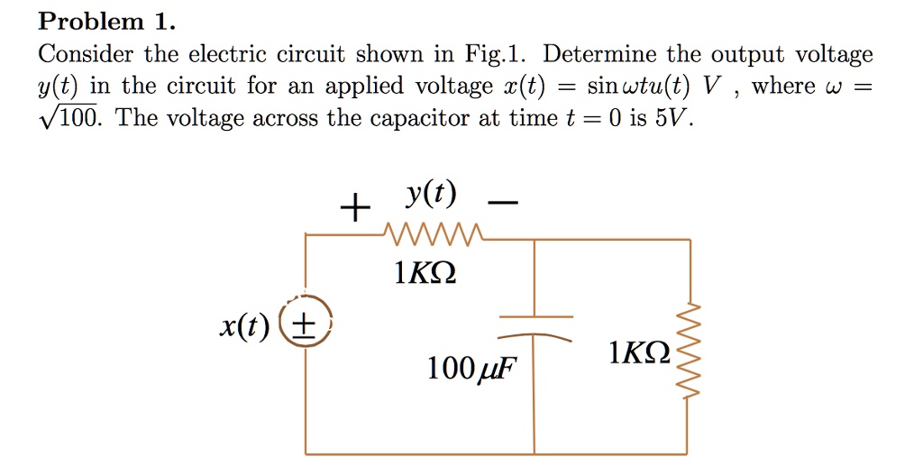 SOLVED: Problem 1. Consider the electric circuit shown in Fig.1 ...