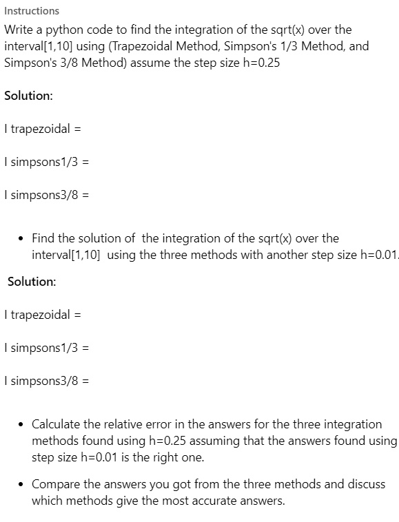 instructions write a python code to find the integration of the sqrtx ...