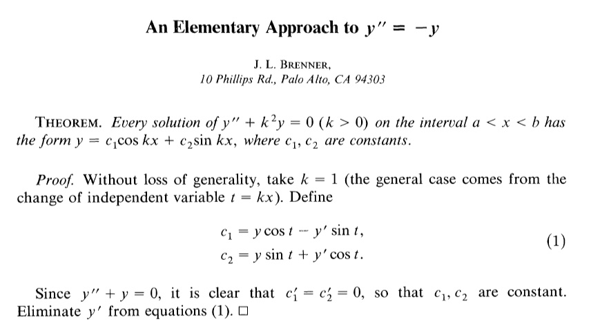 Solved An Elementary Approach To Y V J Ls Brenner 10 Phillips Rd Palo Alto Ca Theorem Every Solution Of Y Kly 0 K 0 On The Interval Solved An Elementary Approach To Y V J Ls Brenner 10 Phillips Rd Palo Alto Ca Theorem Every Solution Of Y Kly 0 K 0 On The Interval
