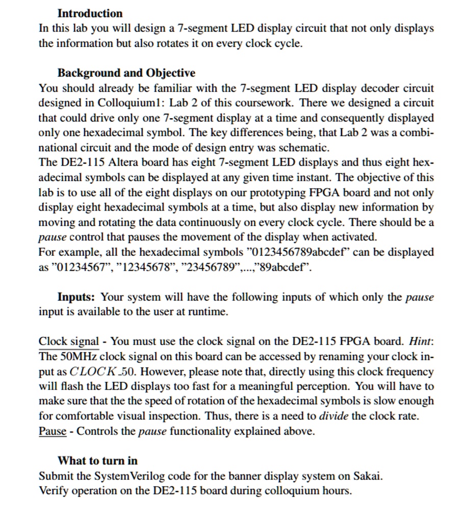 SOLVED: Text: Introduction In this lab, you will design a 7-segment LED ...