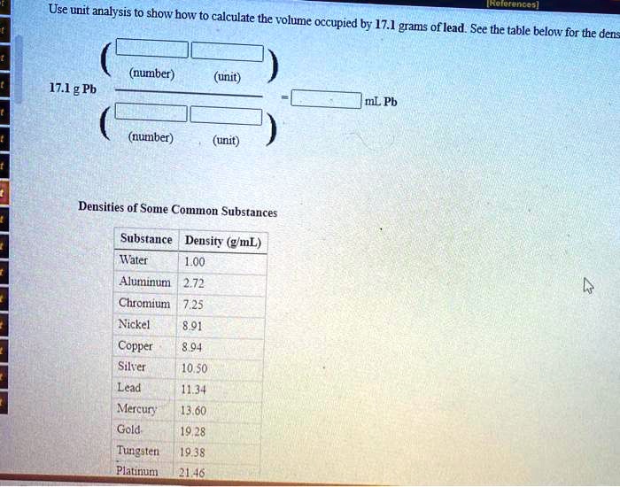 SOLVED Use unit analysis to show how to calculate the volume occupied