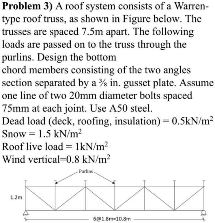 any missing information assume that problem 3 a roof system consists of ...