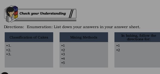 SOLVED: Check your Understanding Directions: Enumeration: List down ...