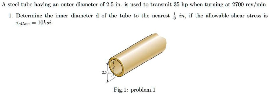 A steel tube having an outer diameter of 2.5 in. is used to transmit 35 ...