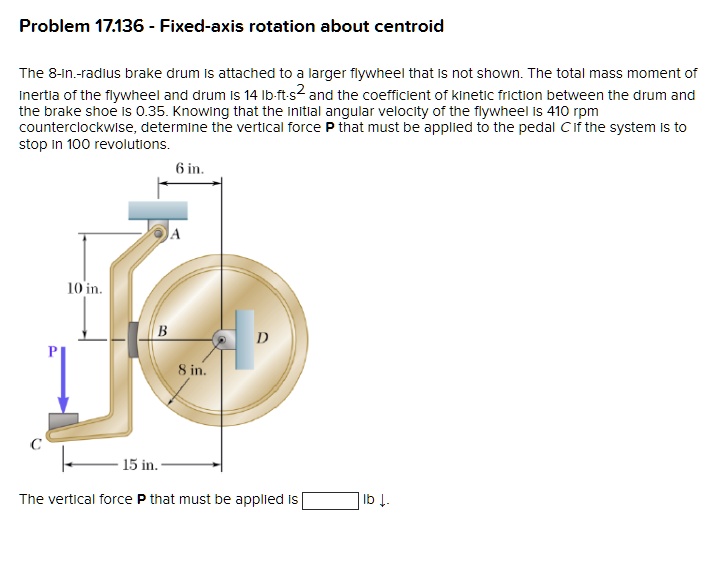 SOLVED: Problem 17.136-Fixed-axis rotation about centroid The 8-in ...
