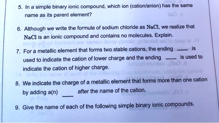 in a simple binary ionic compound which ion cationlanion has the same ...