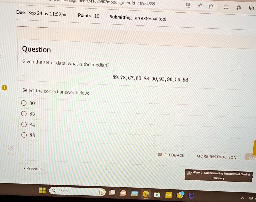 Due Sep 24 by 11:59pm Points 10 Submitting an external tool Question ...