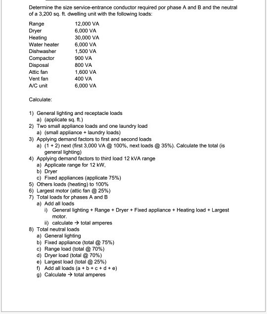 SOLVED Calculate all loads with the first appliance loads. Determine